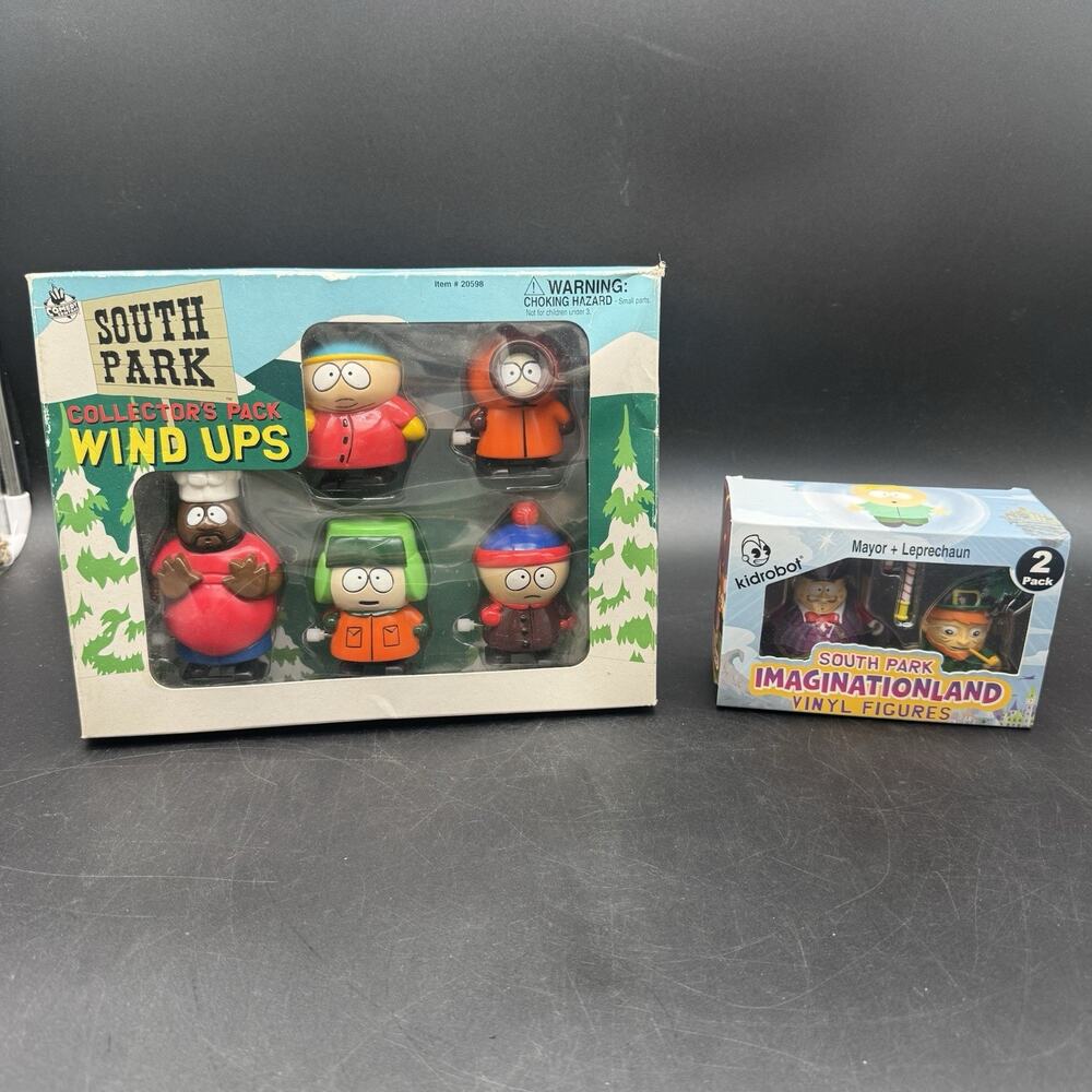 Vintage Collectible South Park Figures Wind Up Pack & Kid Robot Lot Of 2 Sealed